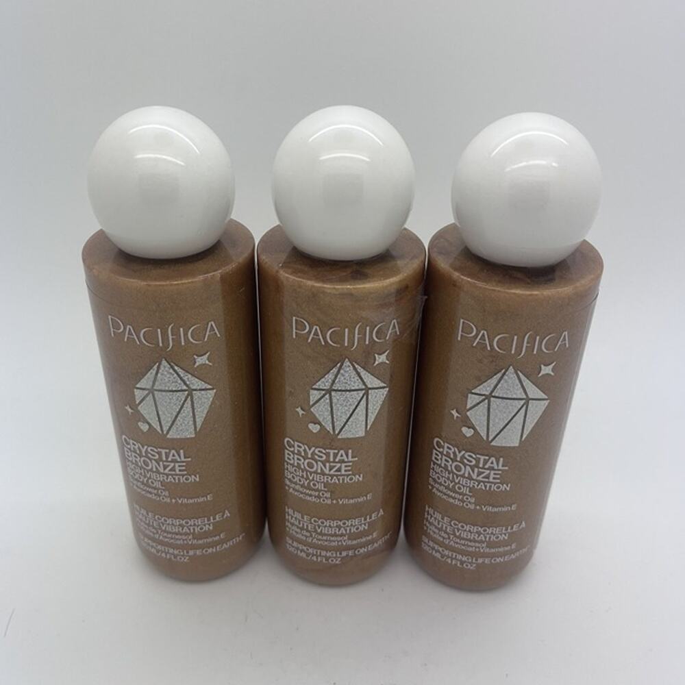 Lot of 3 - PACIFICA Crystal Bronze High Vibration Body Oil Sunflower Oil NEW